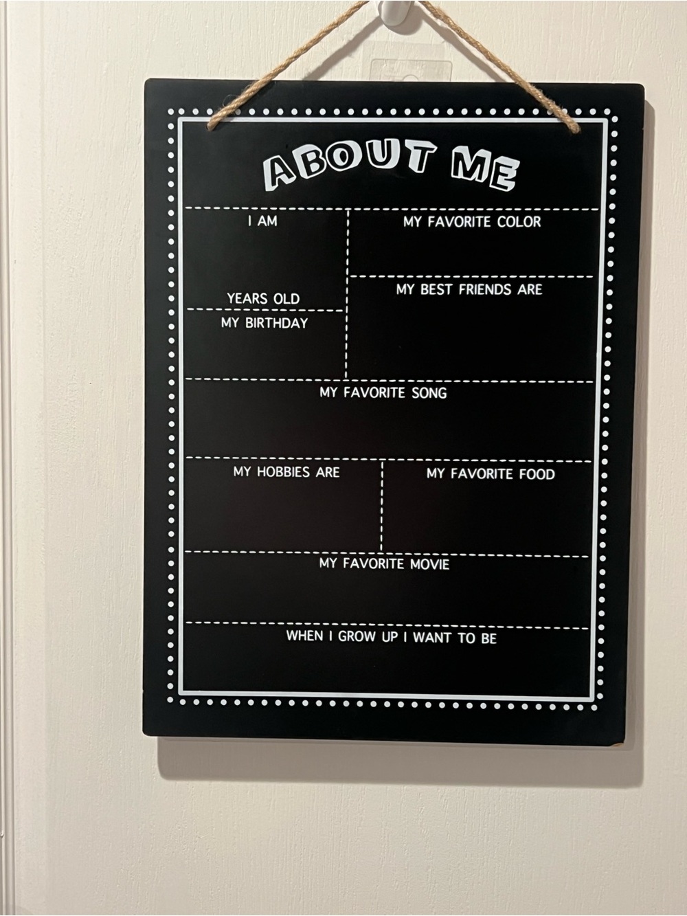 Kids 'About Me' Chalkboard Sign - Black